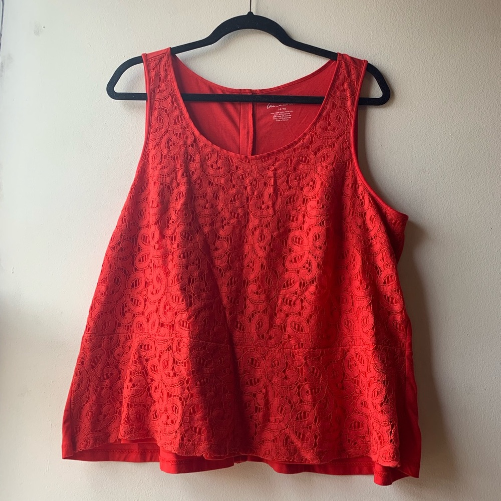 Lane Bryant Lace Peplum Sleeveless Top